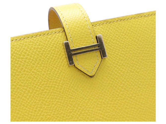 Béarn Portafoglio lungo Hermès BEARN SOUFFLET VERSO in Veau Epsom Giallo - vista 4