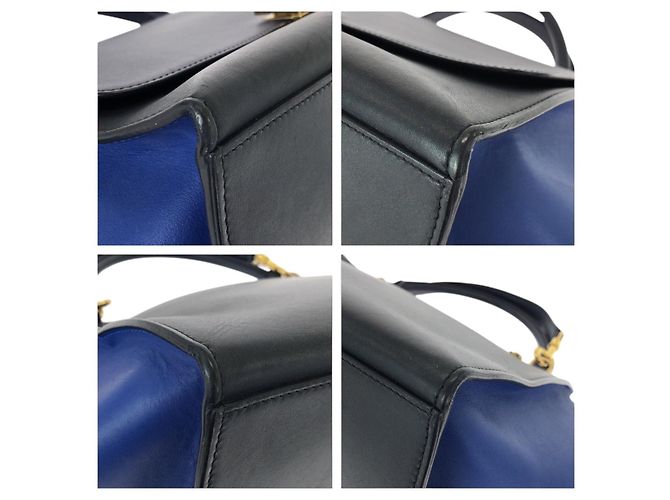 Céline Celine Trapeze Medium Lederhandtasche Blau - Ansicht 4