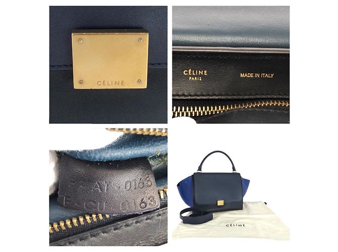 Céline Celine Trapeze Medium Lederhandtasche Blau - Ansicht 6