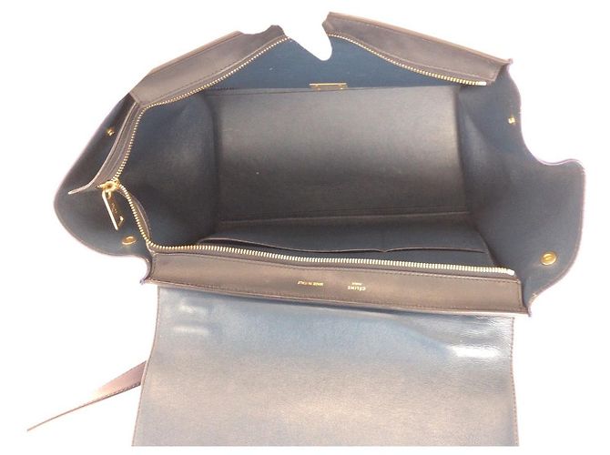 Céline Celine Trapeze Medium Lederhandtasche Blau - Ansicht 7