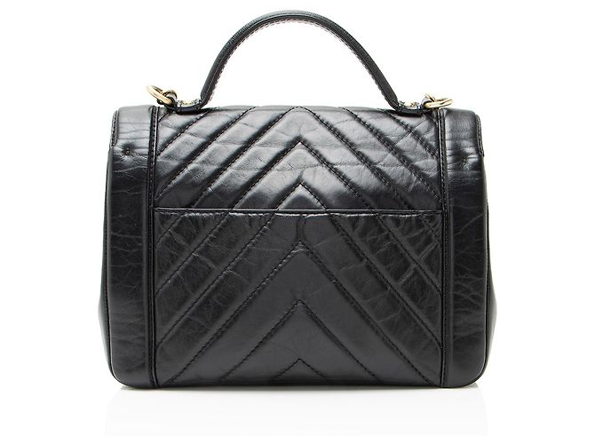 Chanel Chevron Pelle di Vitello Timeless Flap Borsa a Mano Nero - vista 3