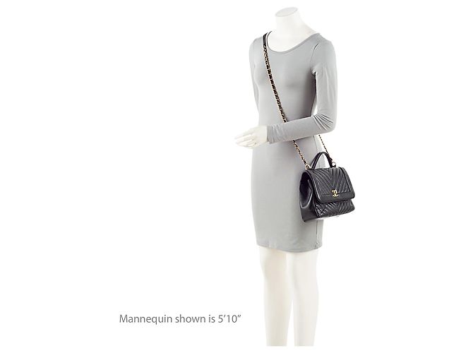 Chanel Chevron Pelle di Vitello Timeless Flap Borsa a Mano Nero - vista 5