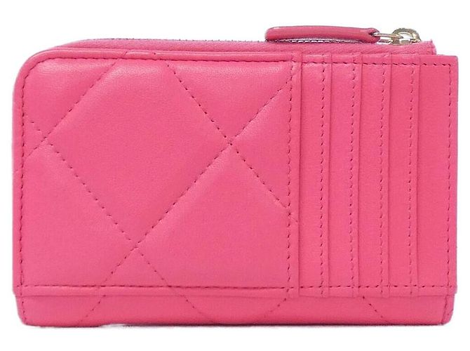 Tarjetero de piel de cordero Chanel 19 Rosa - vista 2