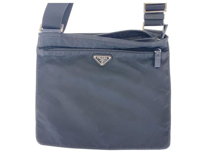 Bolsa de ombro em nylon tessuto com logo triangular Prada Preto - vista 5
