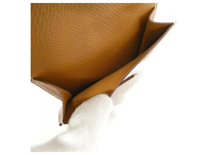 Hermès Béarn Mini Epsom Wallet Golden Metallic - view 5