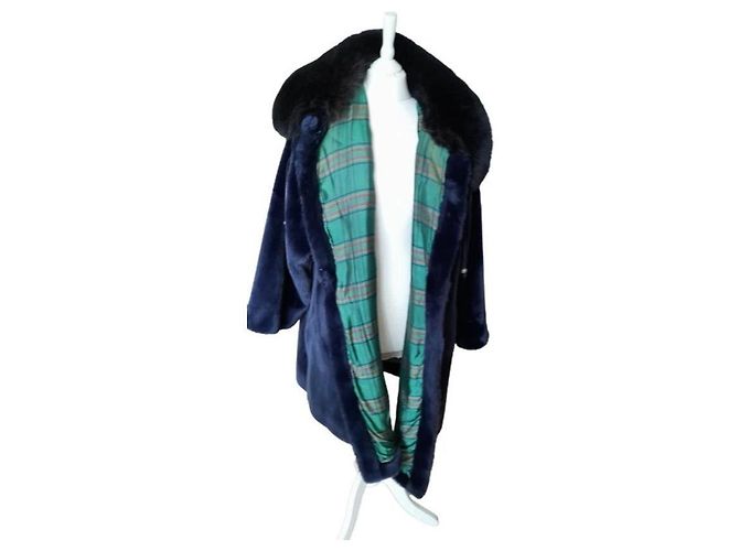 Autre Marque Cappotto invernale in pelliccia sintetica blu royal Enrico Mandelli - vista 3