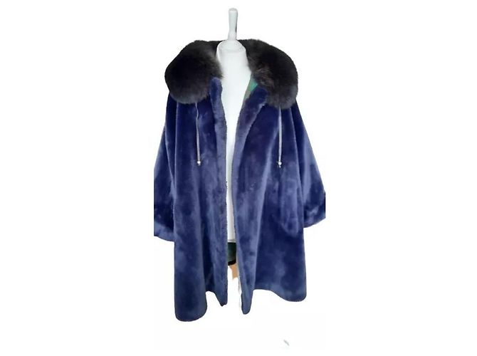 Autre Marque Cappotto invernale in pelliccia sintetica blu royal Enrico Mandelli - vista 4