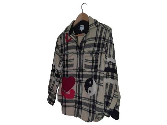 Camicia Moschino in lana a quadri e cuore Multicolore - vista 3