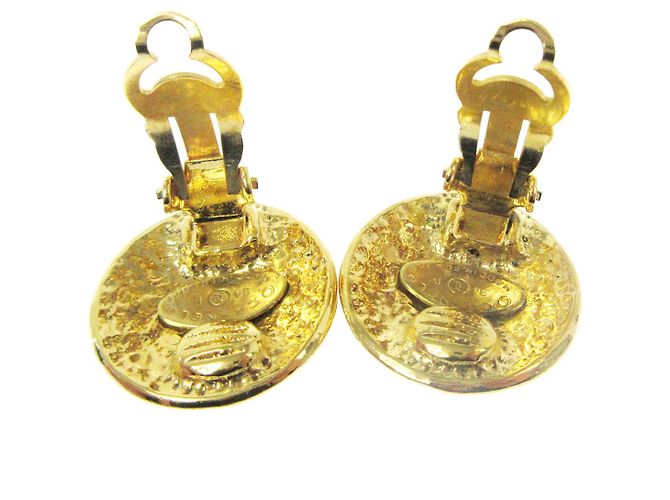 Chanel Vintage CC Round Clip-On Metal Small D'oro - vista 2