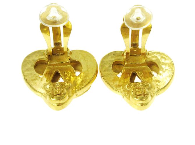 Chanel Vintage CC Heart Clip-On Metal Small D'oro - vista 2