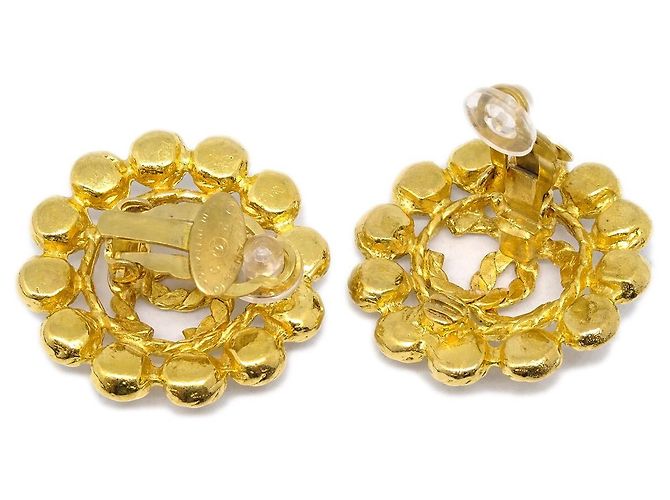 Chanel Vintage Orecchini a clip rotondi CC in metallo D'oro - vista 2