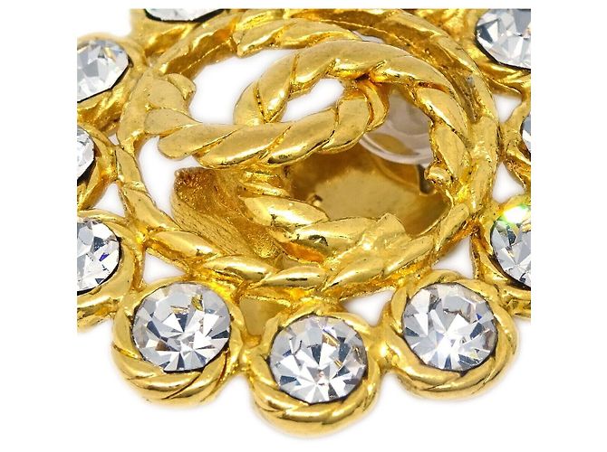 Chanel Vintage Orecchini a clip rotondi CC in metallo D'oro - vista 3