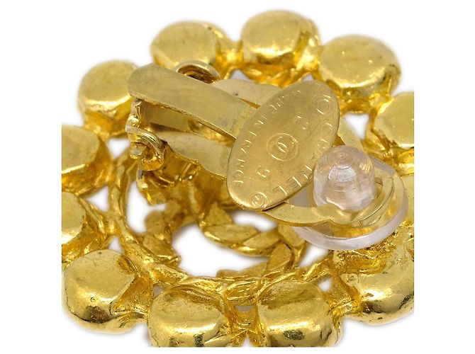 Chanel Vintage Orecchini a clip rotondi CC in metallo D'oro - vista 4