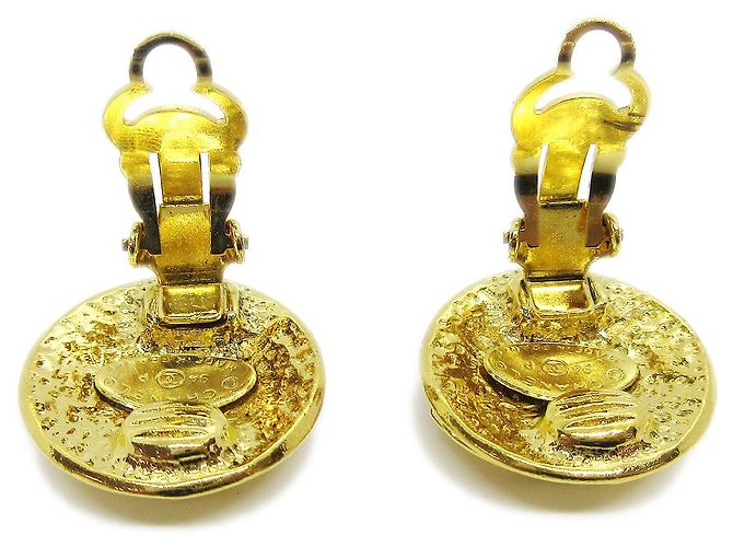 Chanel Vintage CC Round Clip-On Metal Small D'oro - vista 2
