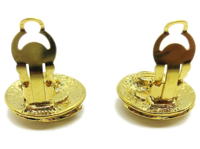 Chanel Vintage CC Round Clip-On Metal Small D'oro - vista 4
