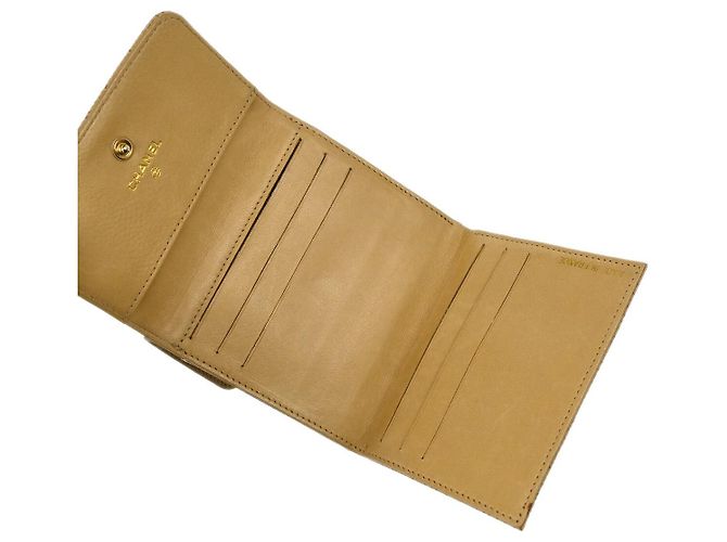 Chanel Vintage Timeless CC Bifold Caviar Bege - vista 3