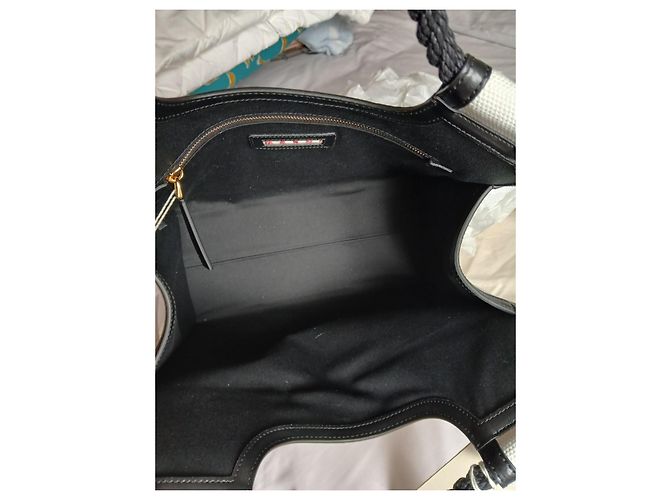 Marni Marcel Tasche Zweifarbig Schwarz Weiß Leder Canvas - Ansicht 10
