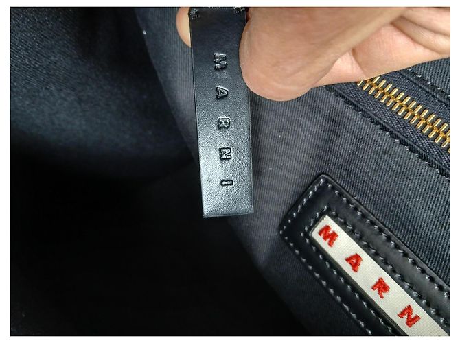 Marni Marcel Tasche Zweifarbig Schwarz Weiß Leder Canvas - Ansicht 12