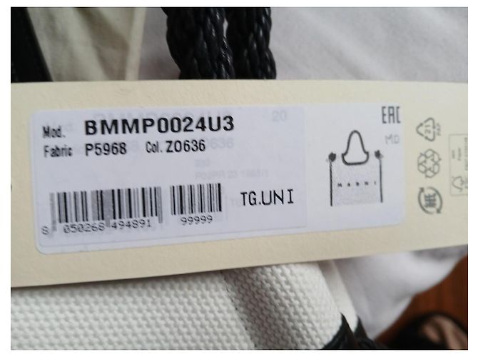 Marni Marcel Tasche Zweifarbig Schwarz Weiß Leder Canvas - Ansicht 14