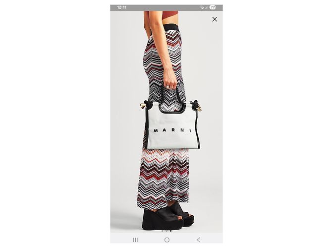 Marni Marcel Tasche Zweifarbig Schwarz Weiß Leder Canvas - Ansicht 2