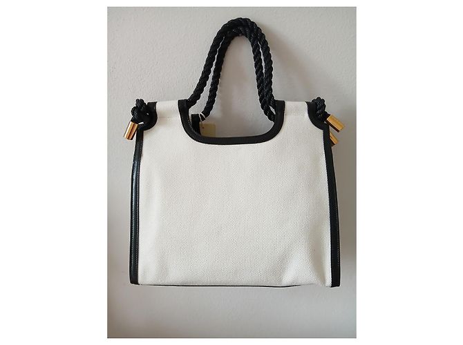 Marni Marcel Tasche Zweifarbig Schwarz Weiß Leder Canvas - Ansicht 4