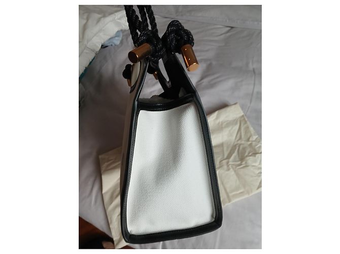 Marni Marcel Tasche Zweifarbig Schwarz Weiß Leder Canvas - Ansicht 6