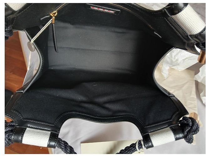 Marni Marcel Tasche Zweifarbig Schwarz Weiß Leder Canvas - Ansicht 9