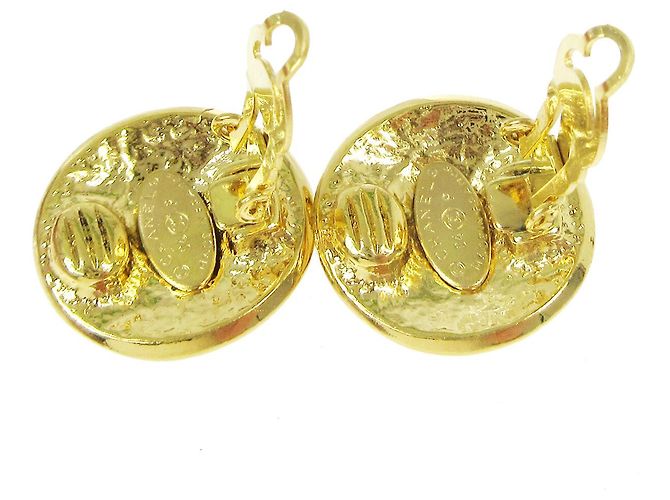 Chanel Vintage Orecchini a clip rotondi CC in metallo D'oro - vista 4