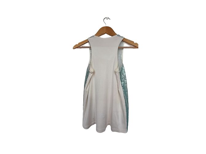 Chanel Pailletten Tanktop gerippt Hellblau - Ansicht 8