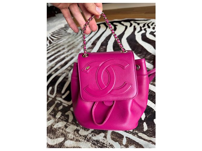 Zaino Chanel in pelle rosa - vista 2