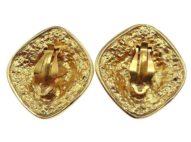 Chanel Vintage Diamant-Clip-Ohrringe vergoldet Golden - Ansicht 2