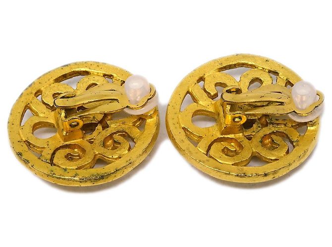 Chanel Vintage CC Round Clip-On Metal Small D'oro - vista 2