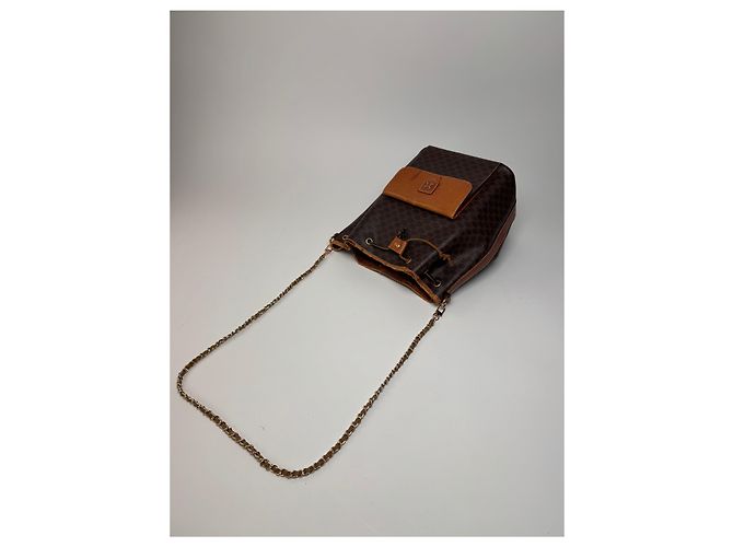 Triomphe Céline Vintage Celine Paris Monogramm Leder Eimer Tasche Braun - Ansicht 10