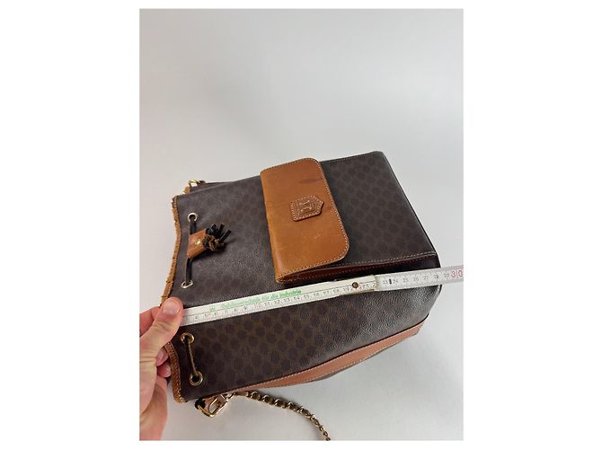Triomphe Céline Vintage Celine Paris Monogramm Leder Eimer Tasche Braun - Ansicht 11