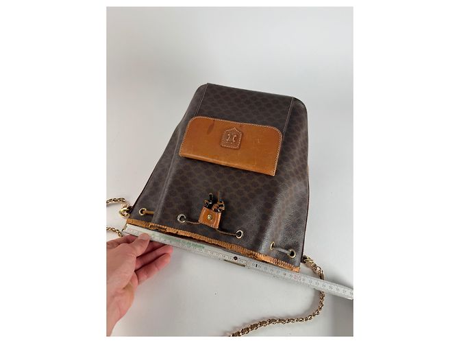 Triomphe Céline Vintage Celine Paris Monogramm Leder Eimer Tasche Braun - Ansicht 12