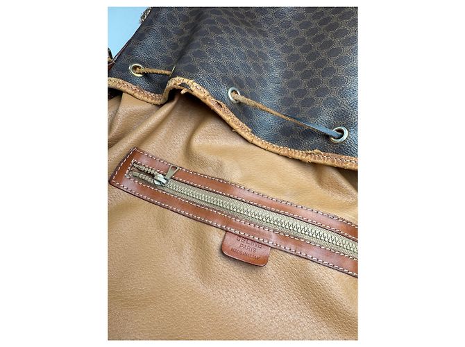 Triomphe Céline Vintage Celine Paris Monogramm Leder Eimer Tasche Braun - Ansicht 4