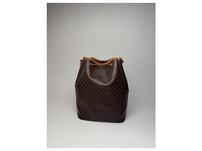 Triomphe Céline Vintage Celine Paris Monogramm Leder Eimer Tasche Braun - Ansicht 8