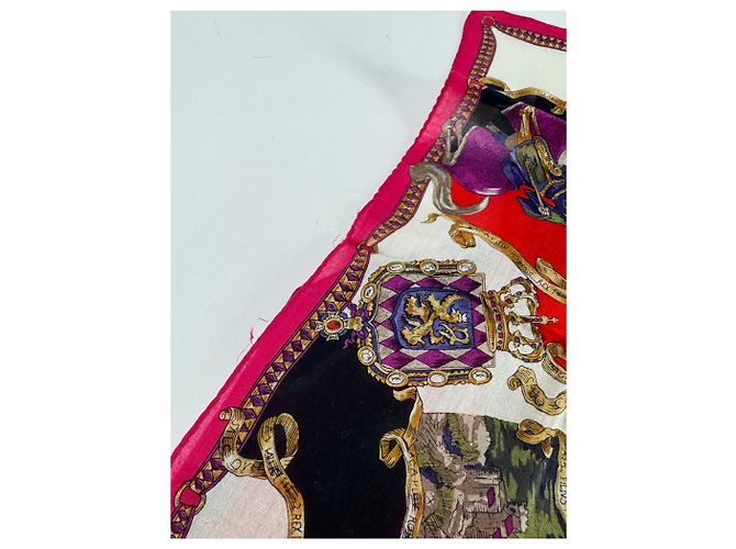 Céline Sciarpa Vintage Celine Paris Rossa Bianca Oro Rosso - vista 7
