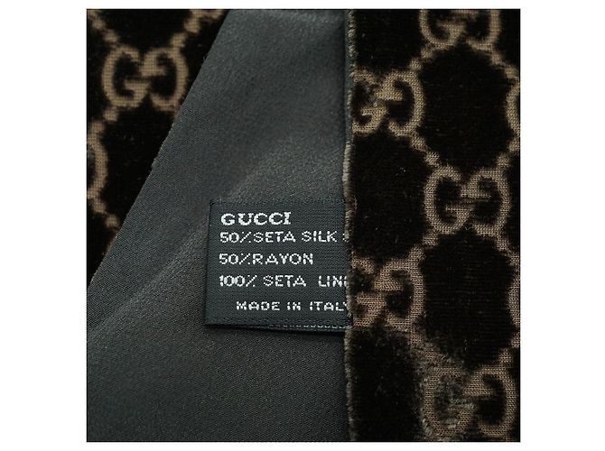 Gucci Sciarpa in velluto di seta GG vintage Marrone - vista 11