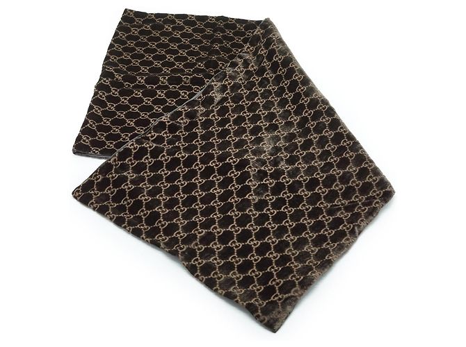 Gucci Sciarpa in velluto di seta GG vintage Marrone - vista 2