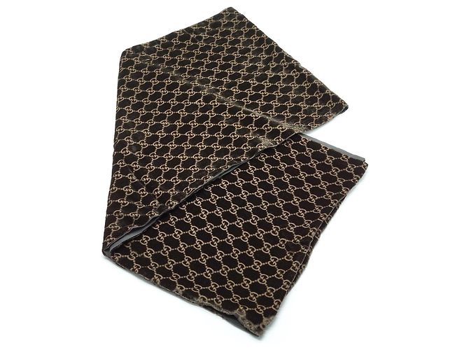 Gucci Sciarpa in velluto di seta GG vintage Marrone - vista 3