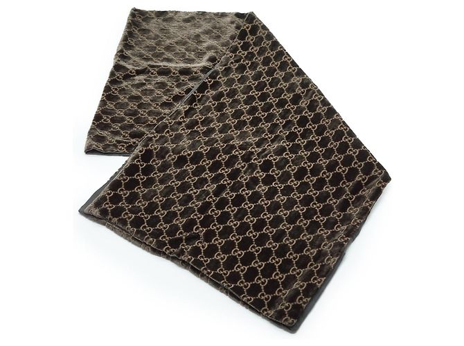 Gucci Sciarpa in velluto di seta GG vintage Marrone - vista 4