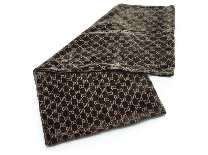 Gucci Sciarpa in velluto di seta GG vintage Marrone - vista 5