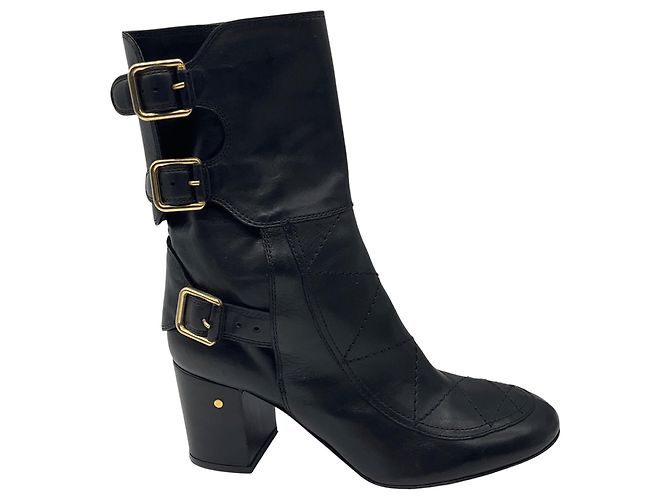 Botas de couro dourado Achille pretas Laurence Dacade - vista 2