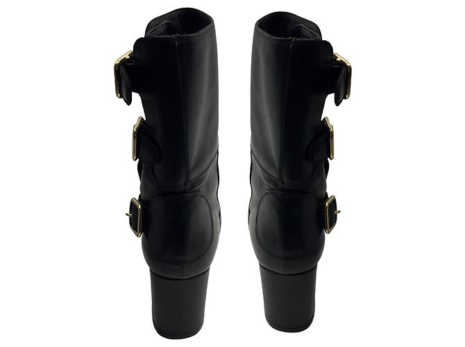 Botas de couro dourado Achille pretas Laurence Dacade - vista 6