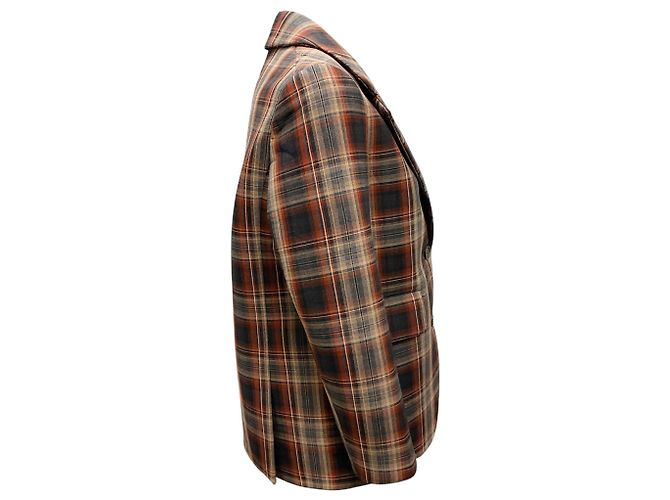 Braune Multi-Check Bonded-Anzugjacke von Acne Studios - Ansicht 2