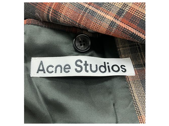 Braune Multi-Check Bonded-Anzugjacke von Acne Studios - Ansicht 4