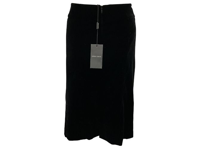 Falda lápiz de terciopelo negro arrugado Giorgio Armani - vista 3