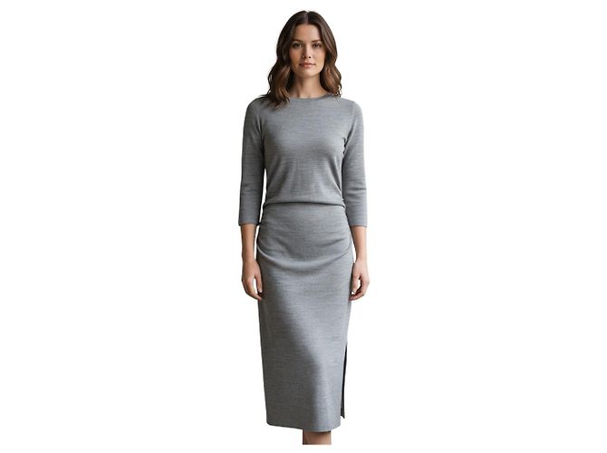 Vestido de jersey de algodón y lana fluido gris Peserico - vista 8