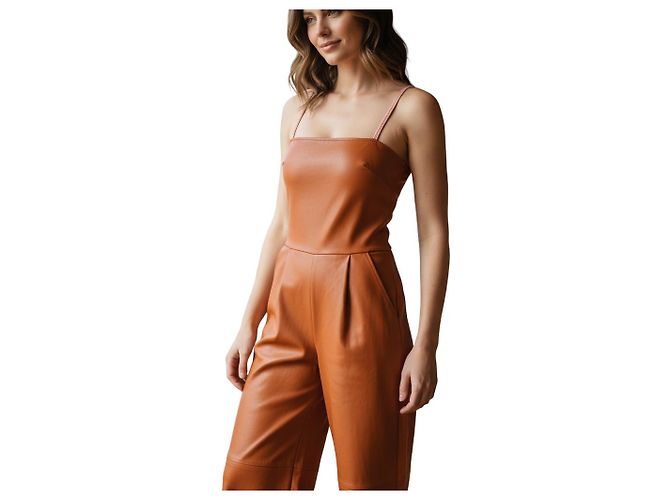 Autre Marque Jumpsuit aus Lammleder in Tan von Understated Leather Kamel - Ansicht 5
